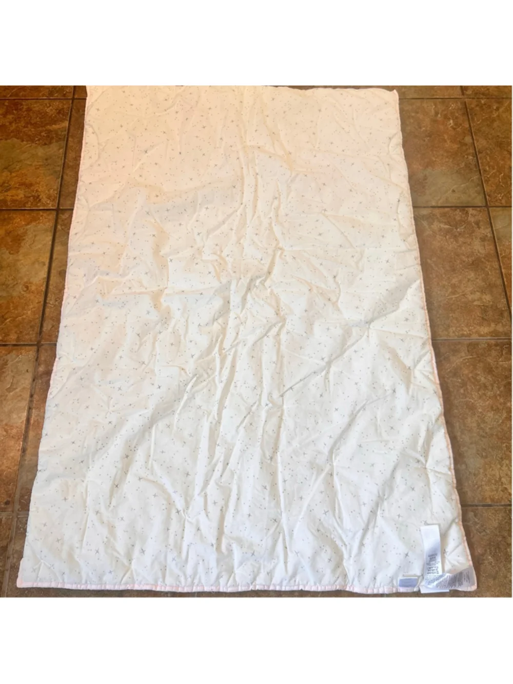 Pottery Barn Kids Disney Princess Quilt Crib White Embroidered Cotton Whimsy